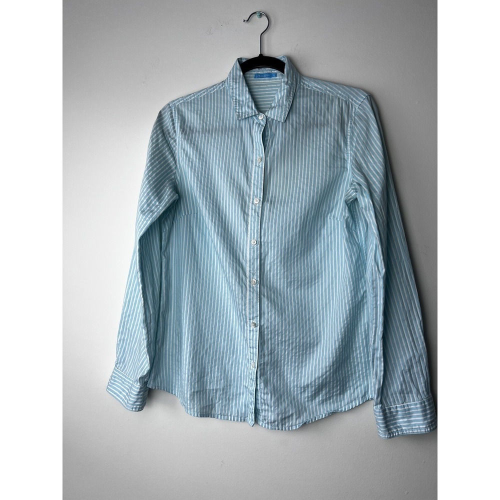 J.McLaughlin Womens Light Blue White Striped Button Down Shirt Size 6 - Picture 10 of 11